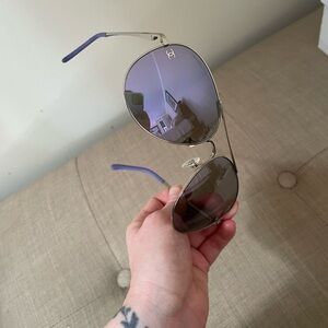 CHANEL Silver and Purple Sunglasses
